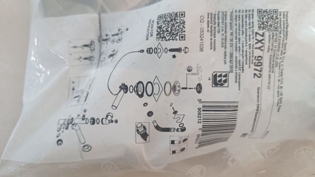 Syfon do zlewozmywaka granitowego 1-komorowego - Space-Saver Deante