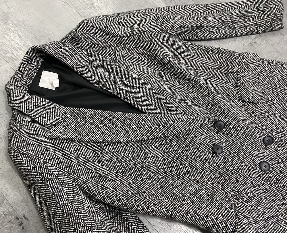 Żakiet jodełka czarno biały H&M m-l