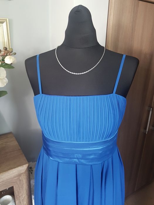 Umiks niebieska elegancka rozkloszowana sukienka na ramiączkach M L 38