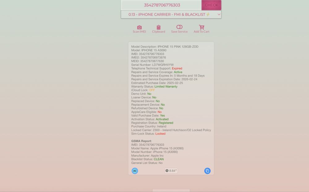 iPhone 15 128GB Pink (АКБ 100%, Гарантія Apple до 02.2026)