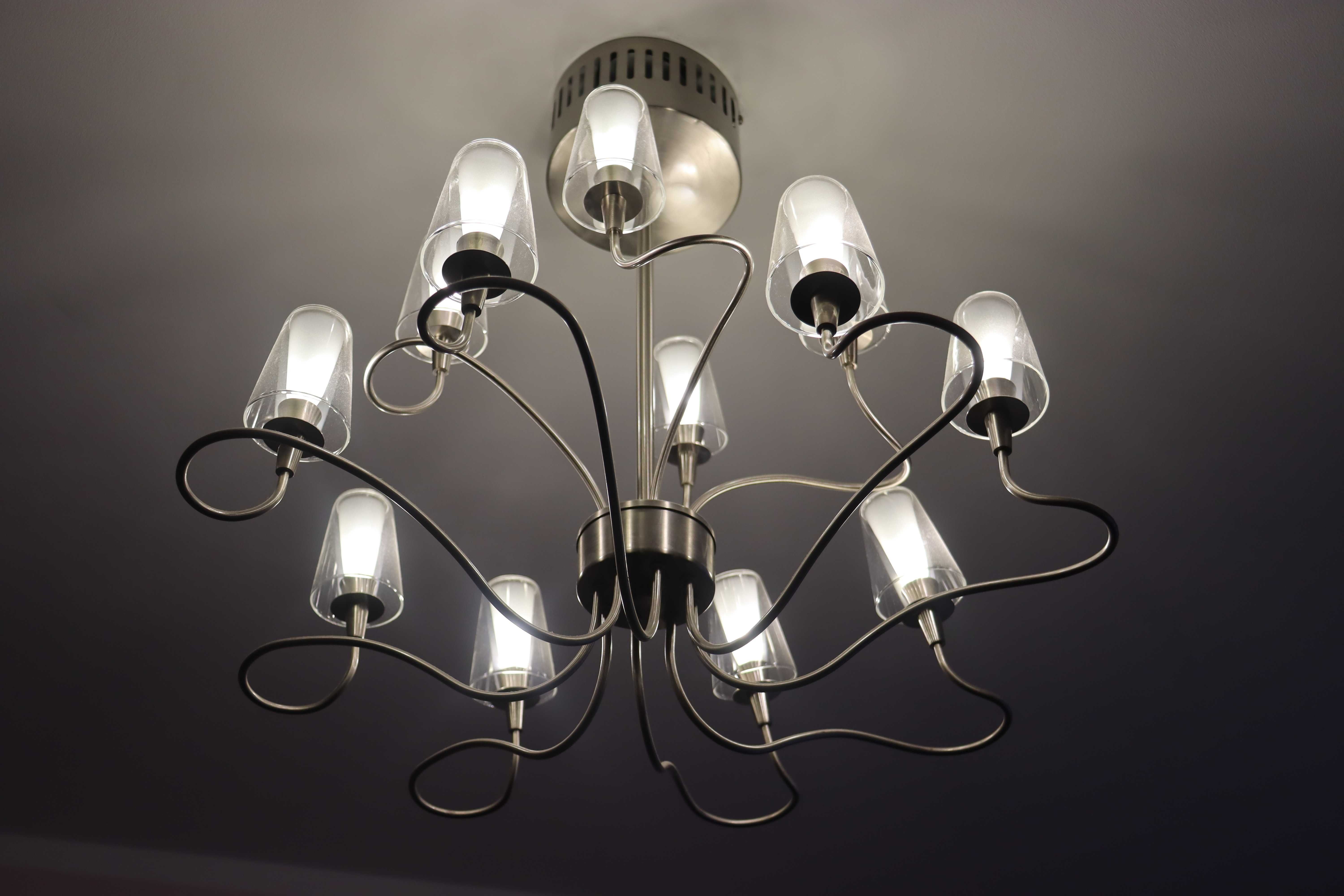 Lampa sufitowa wisząca 12 punktowa - żarówki GRATIS! żyrandol