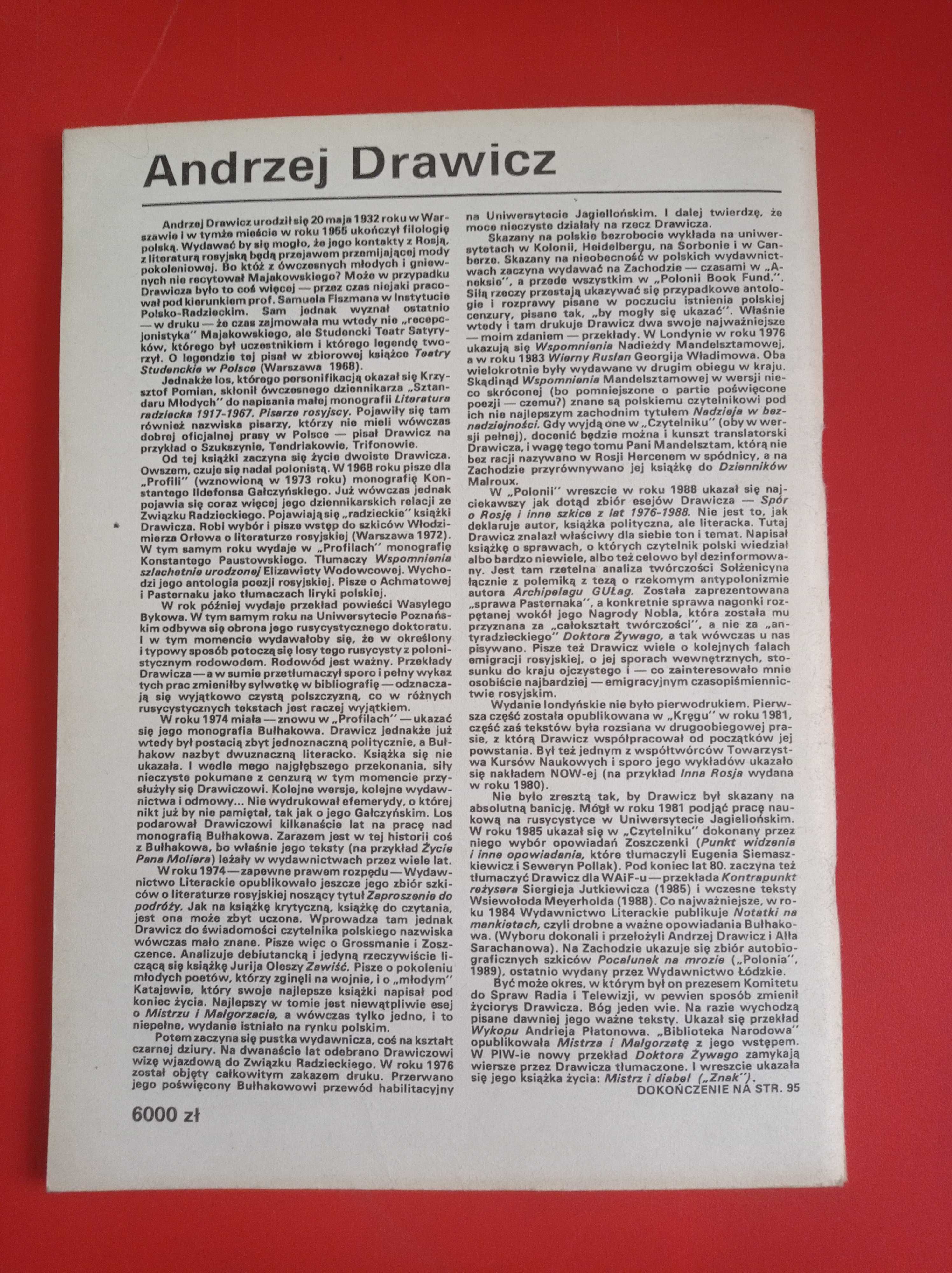 Nowe książki, nr 1, styczeń 1991, Andrzej Drawicz