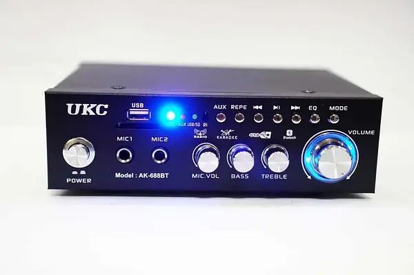 Підсилювач звуку UKC AK-688BT двоканальний з FM-радіо та US 30W, 9489