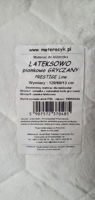 Łóżeczko dziecięce białe materac kołderka baldachim