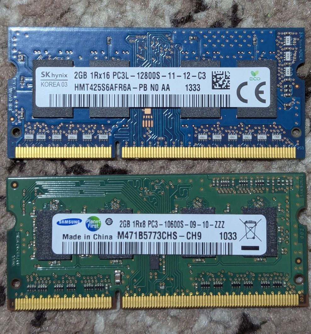 Оперативна пам'ять Samsung Hynix SODIMM DDR3 2GB PC3L-12800 PC3-10600