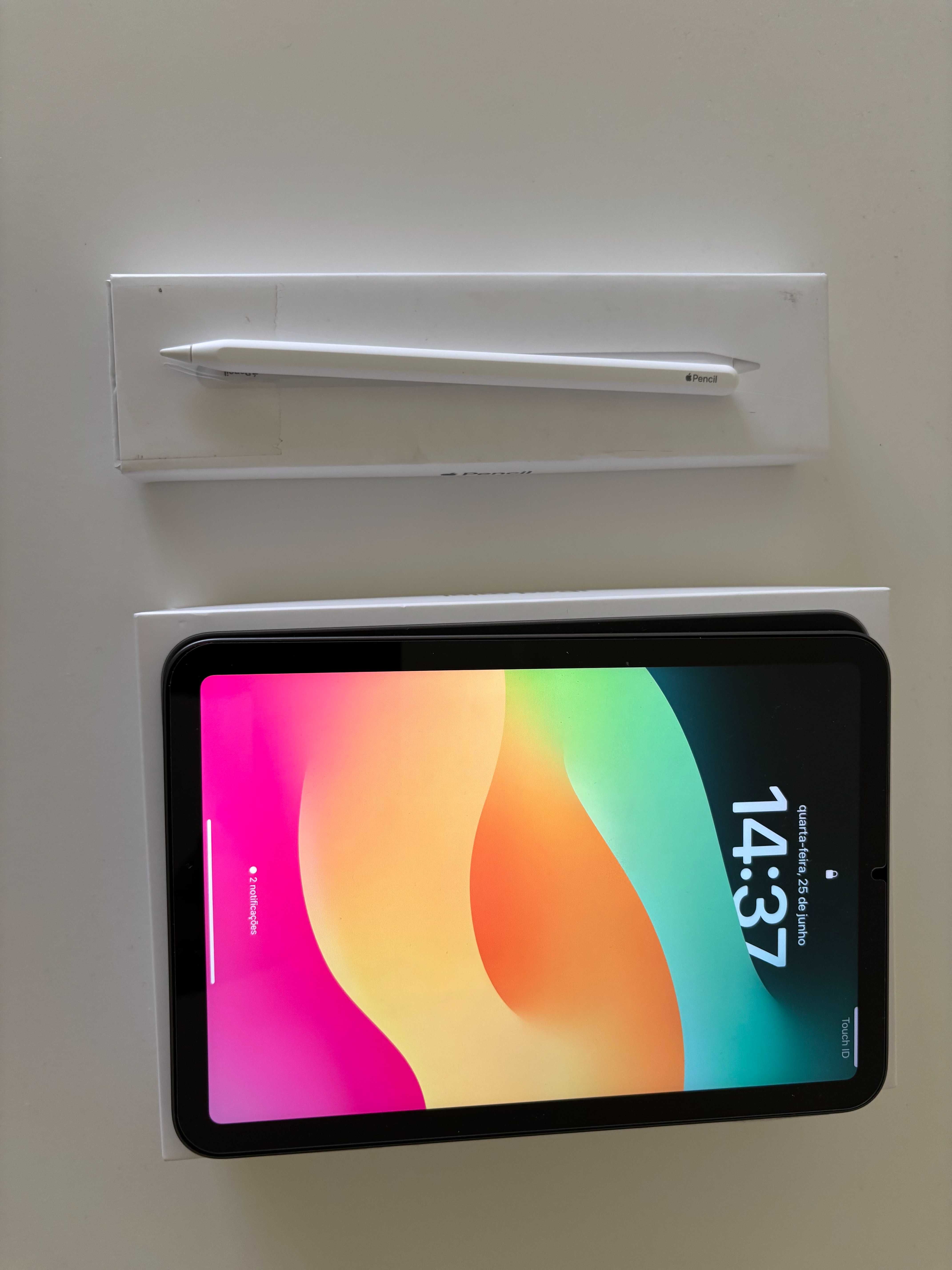 i p a d mini 6 64gb wifi + apple pencil 2 geraçao + esr capa