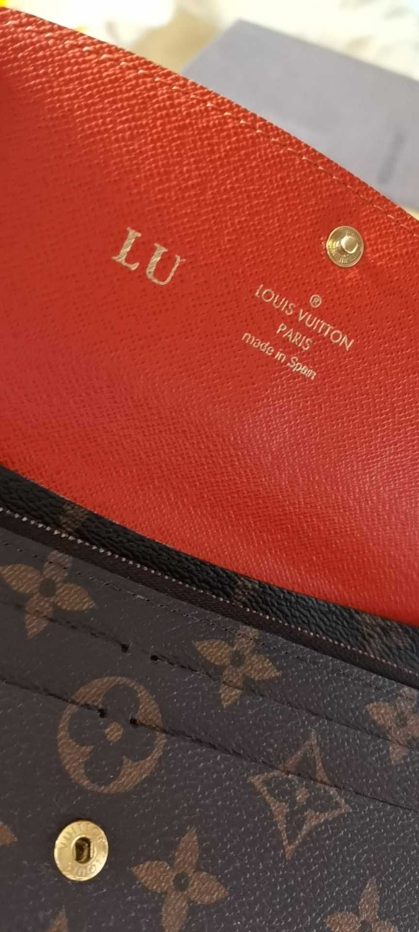 Portfel LV Long Tote z pomarańczową klamrą