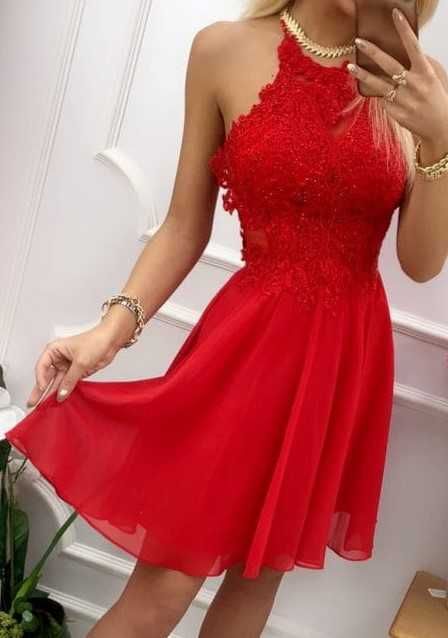 Piękna krótka sukienka r 38 czerwona mercedes