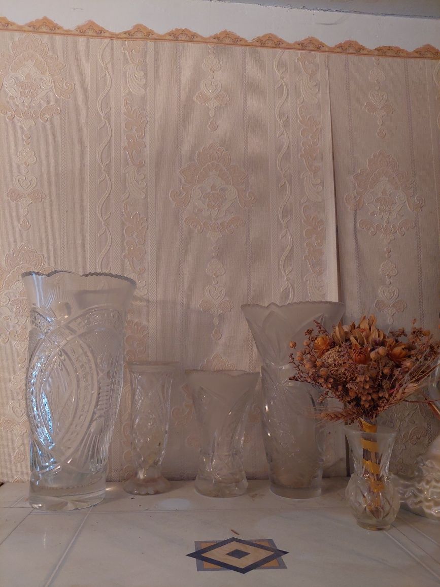 Бокалы рюмки сахарницы салатник креманка вазы хрустальные времен СССР