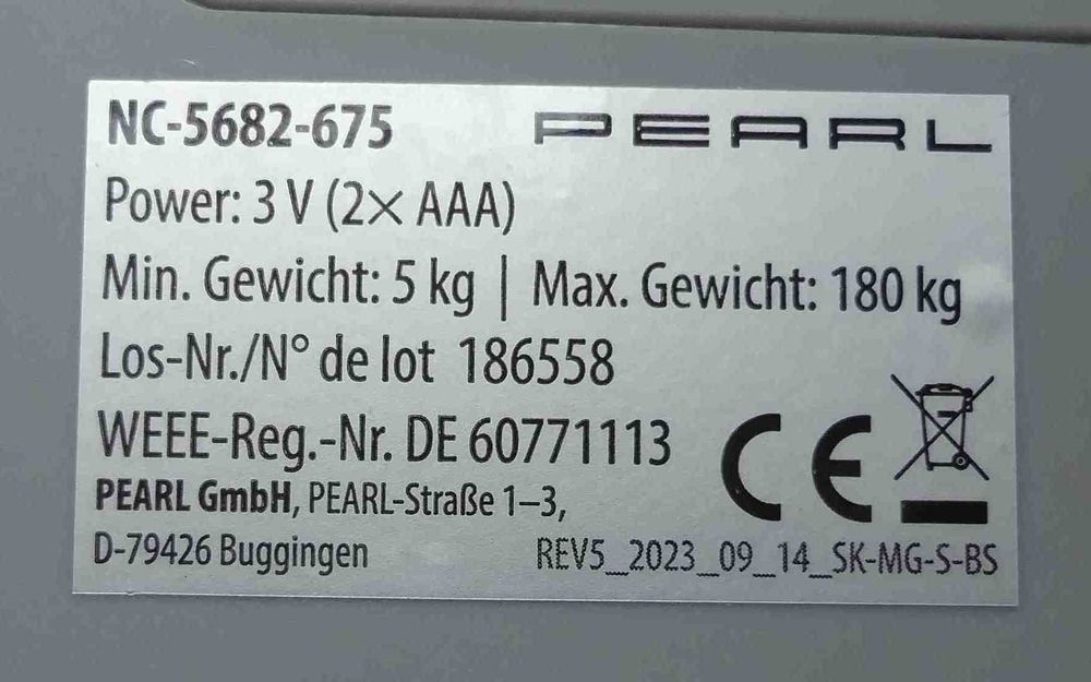 Цифровые дорожные весы PEARL NC-5682-913 до 180 кг