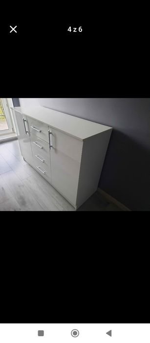 Zestaw mebli szafa przesuwna komoda biały połysk lustro