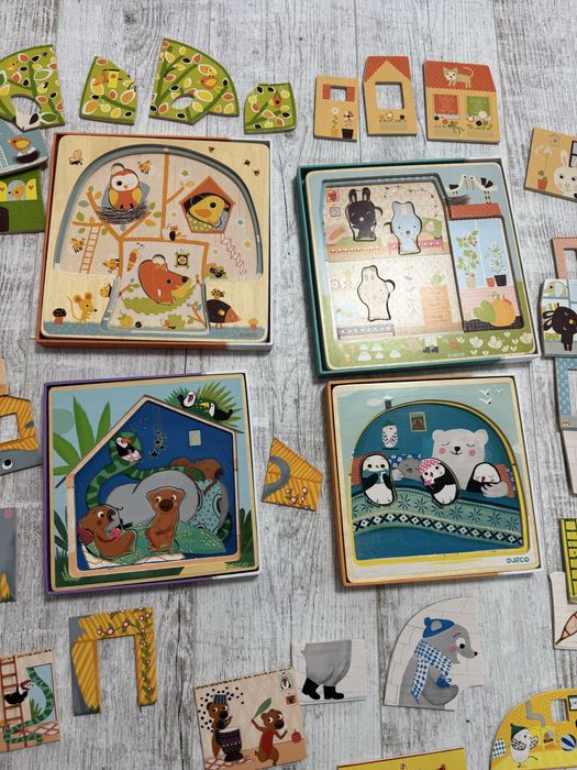 Комплект  4 пазлів Джеко Djeco та гра рибалка