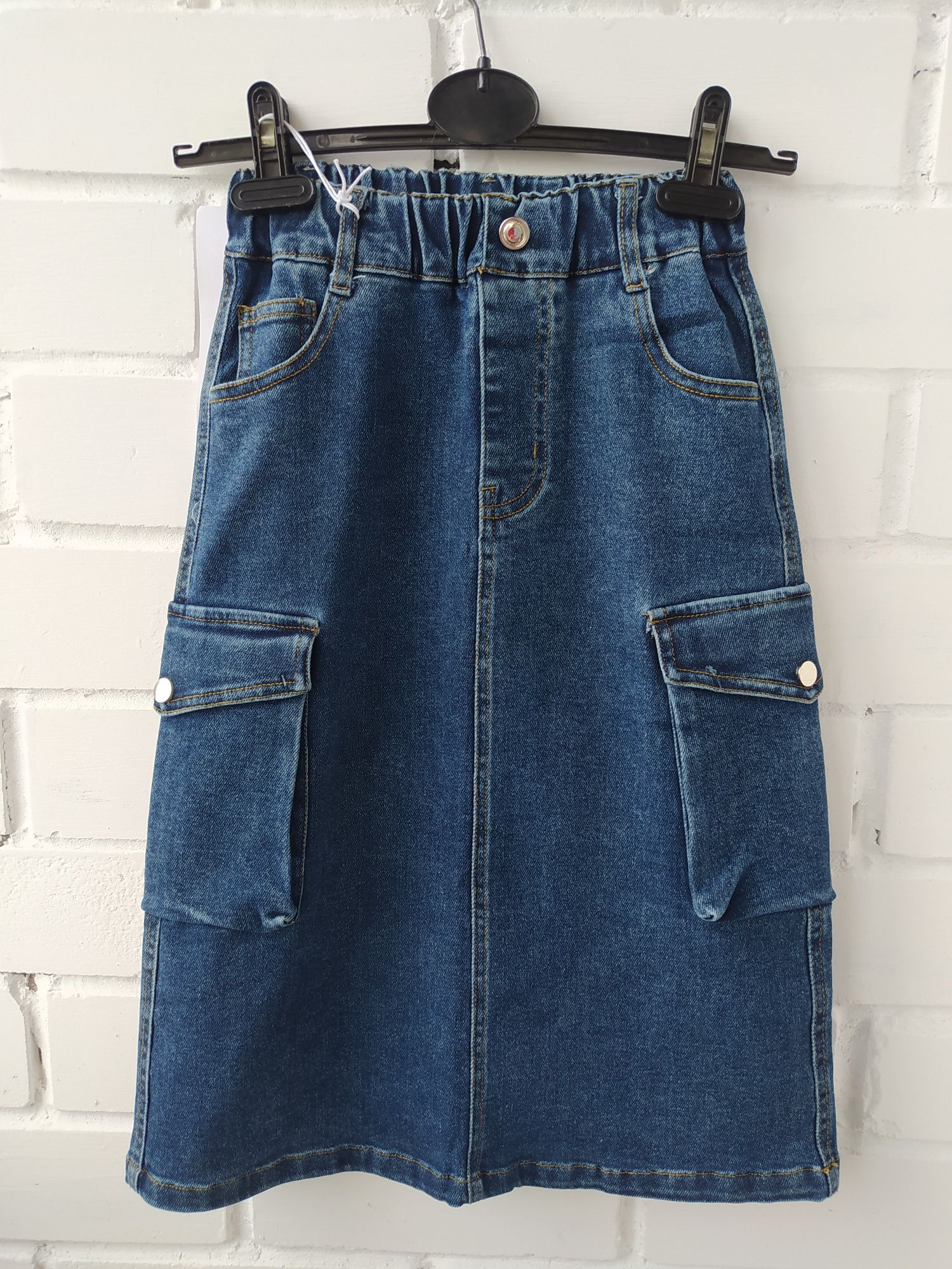 Дитячі сині джинсові спідниці карго на дівчинку детская джинсовая юбка