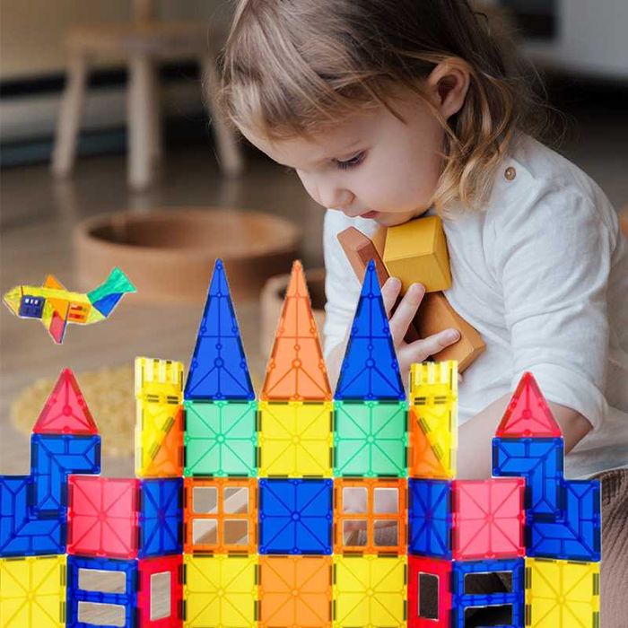 KLOCKI MAGNETYCZNE 3D ZESTAW XXL edukacyjne układanka 120el dla dzieci