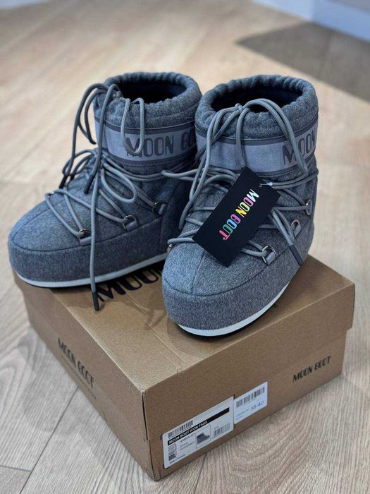MOON BOOT ICON FAUX Grey / Мунбутси Снігоходи Снегоходы Дутики Cірі