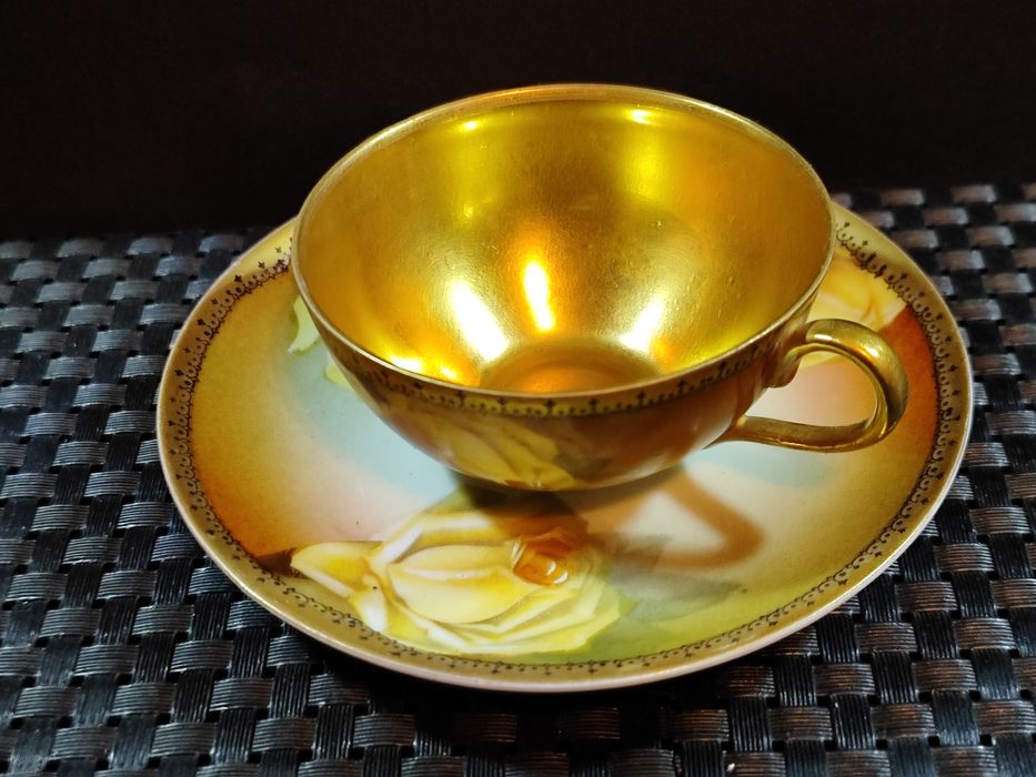 Porcelana Lettin DUO mokka złocona 24K Au Kolekcjonerska