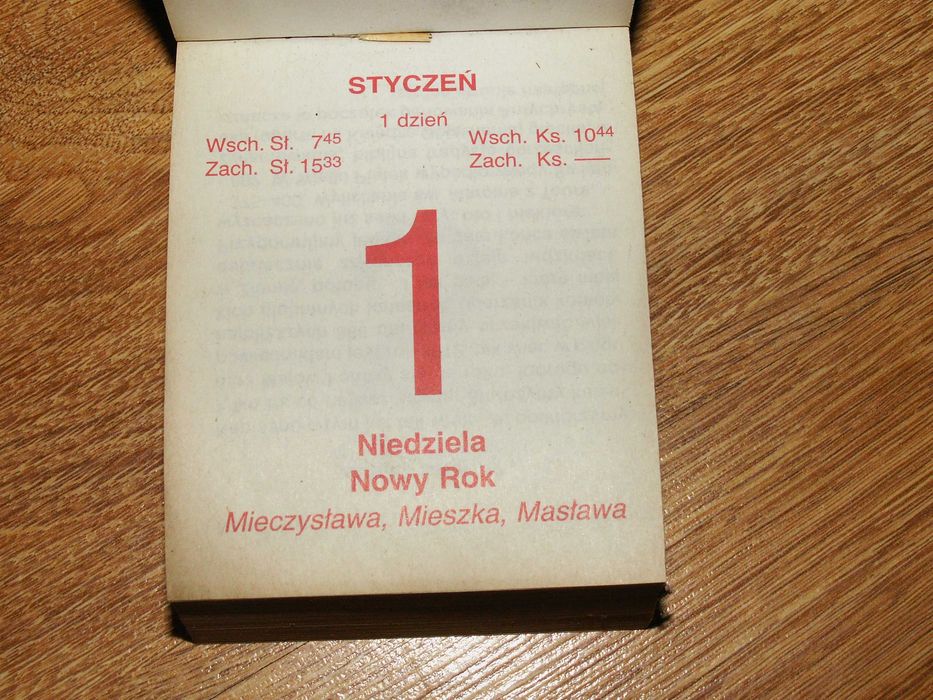 Kalendarz zdzierak na 2012 rok