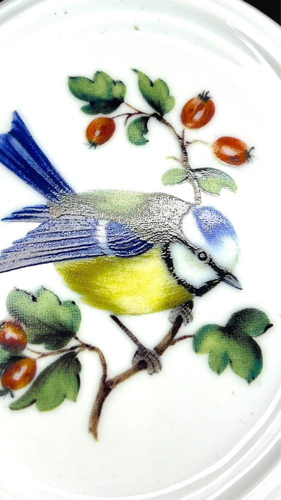 Medalion porcelanowy ptak sikorka jarzębina Preussiche lss