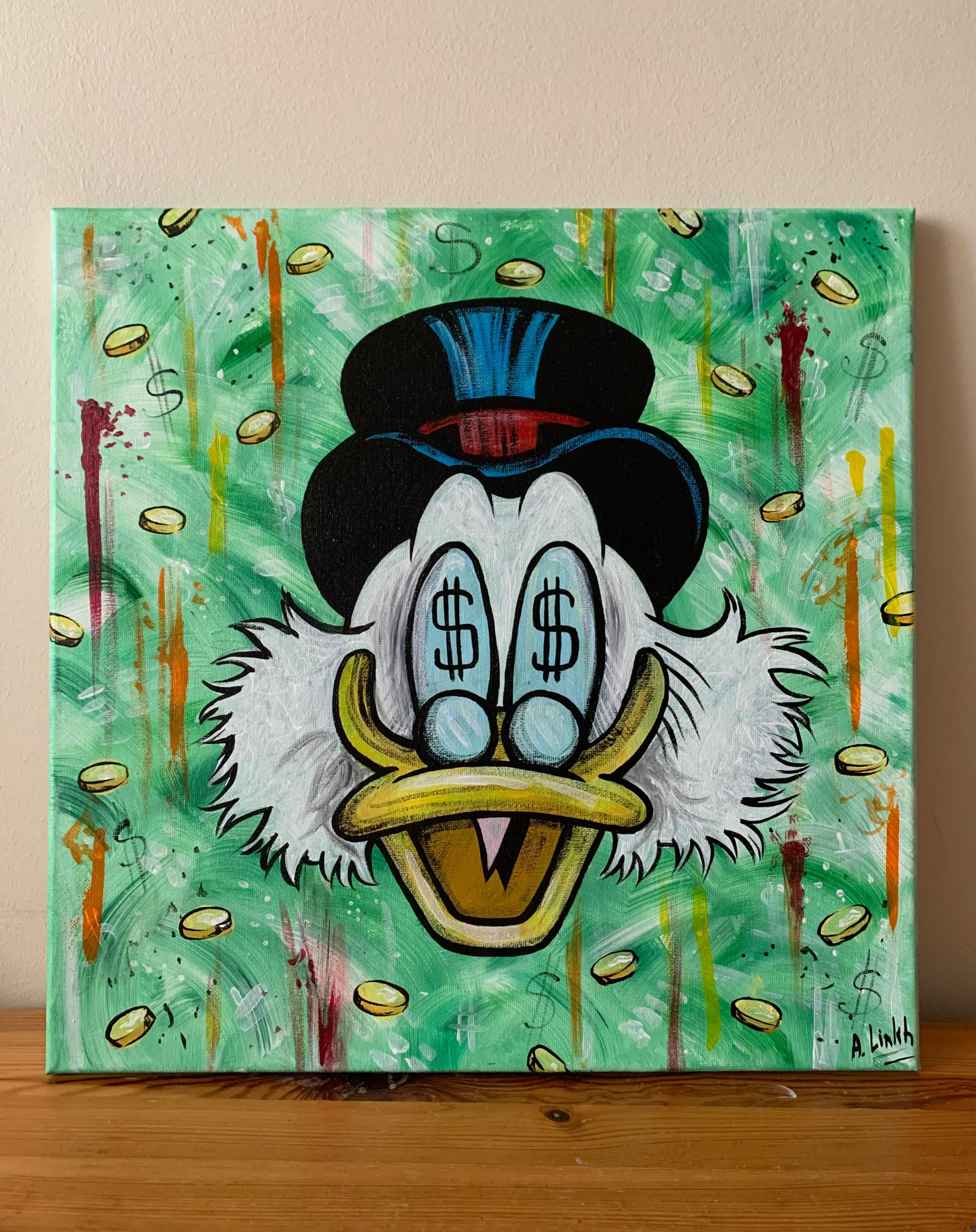 Obraz "Scrooge McDuck" wykonany jest farbami akrylowymi.