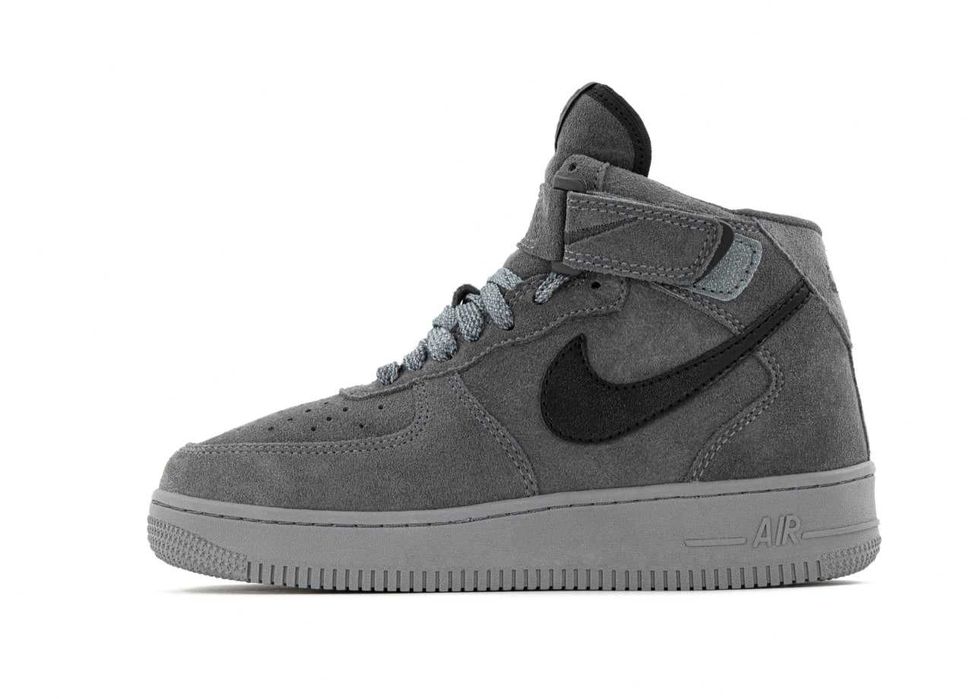 Кросівки з хутром Nike Air Force 1 High Grey premium зимові
