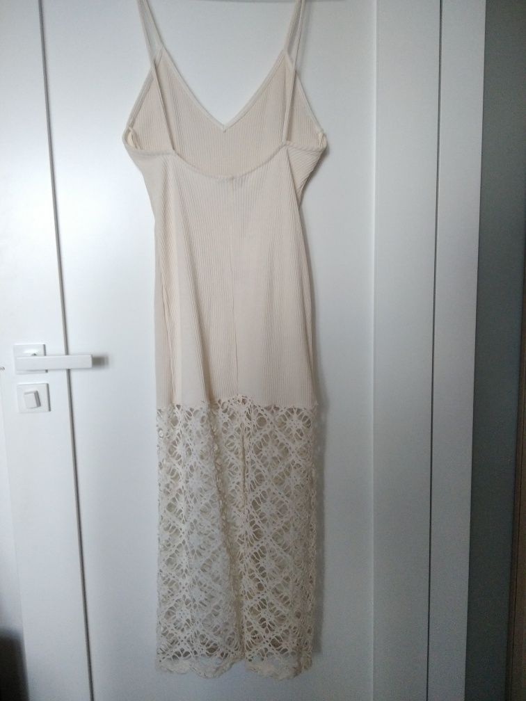 Sukienka letnia plażowa boho koronka ażurowa Zara 36 S