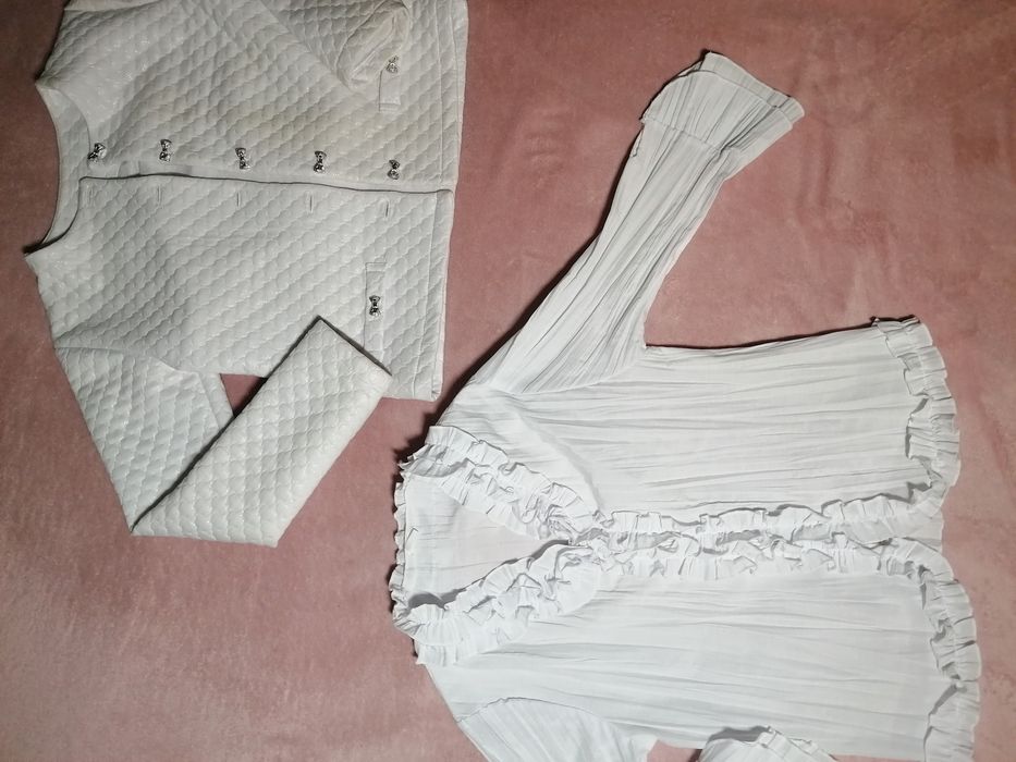 Białe bolerko/żakiecik + elegancka biała koszula