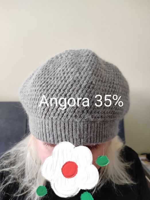 Beret czapka z Angory i Akryliku