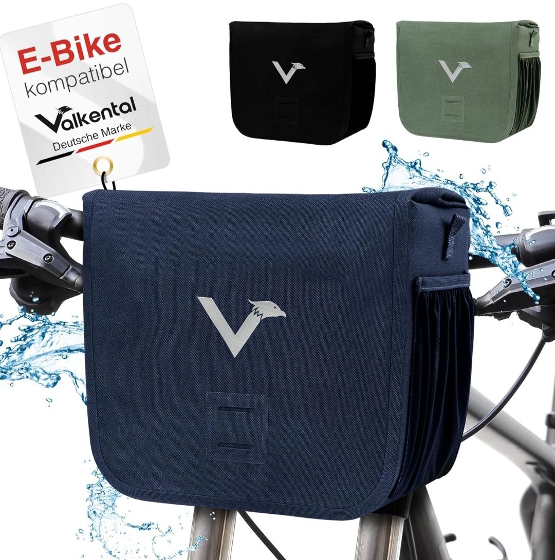 Valkental® - Wodoszczelna torba na kierownicę KLICKfix niebieska