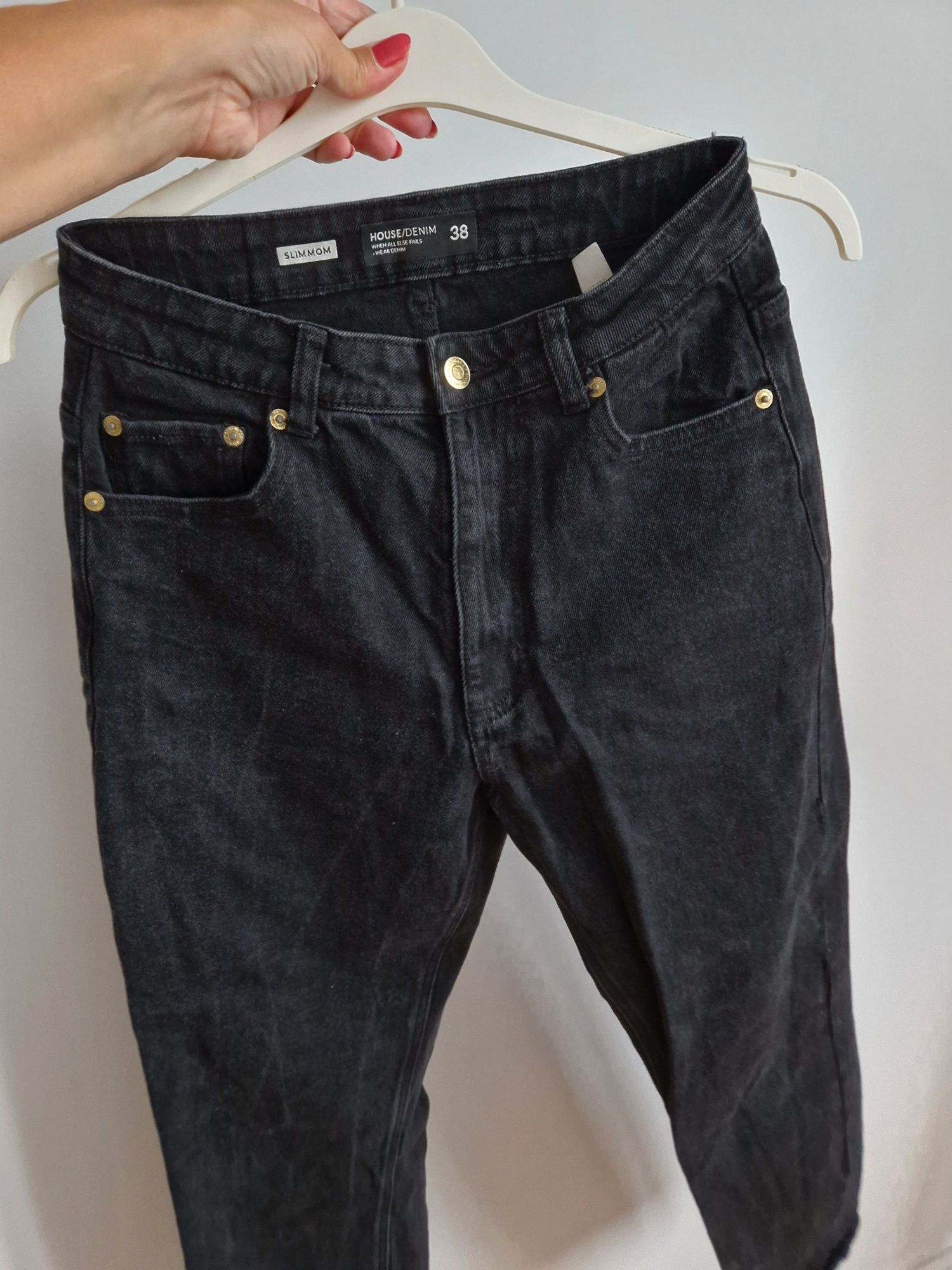 House dżinsy jeansy M 38 czarne slim mom fit