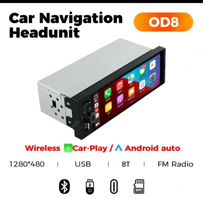 |Нова| Сучасна|Автомагнітола 1din з безпровідним Car Play/Android auto