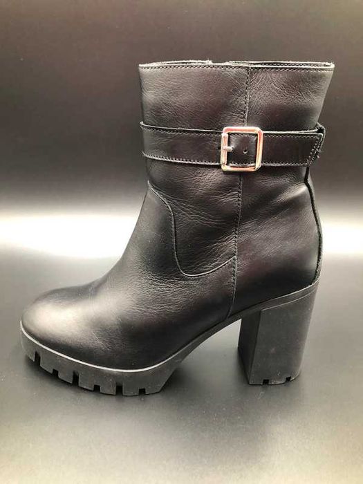 Anna Field Skórzane Botki na platformie - damskie, czarne, rozmiar 38