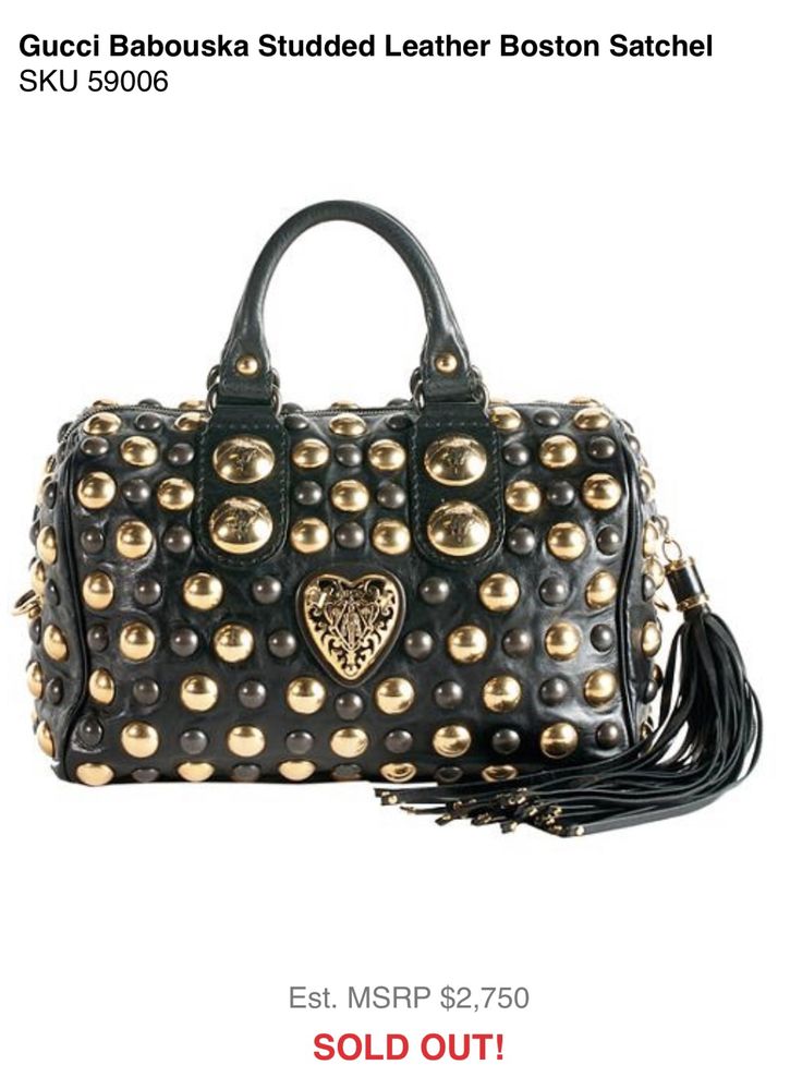 Сумка из кожи Gucci Babouska Studded Leather Boston оригинал новая