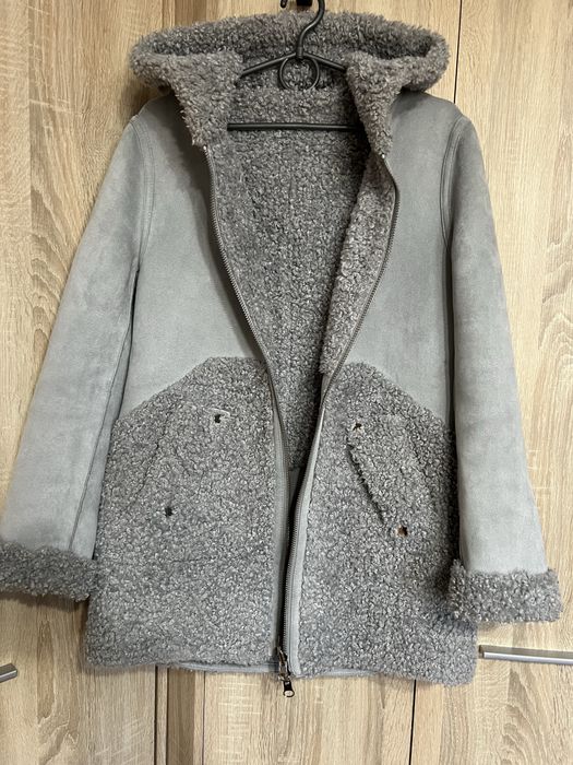 Двостороння дубленка / пальто зимове / розмір S-М