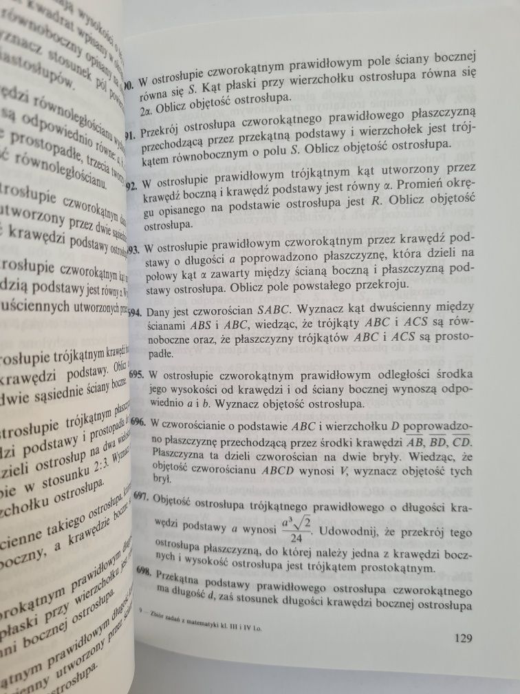 Zbiór zadań z matematyki dla klas III i IV liceum ogólnokształcącego