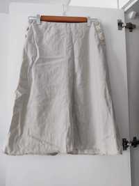 Lniana beżowa spódnica z podszewką Marks & Spencer 38 M