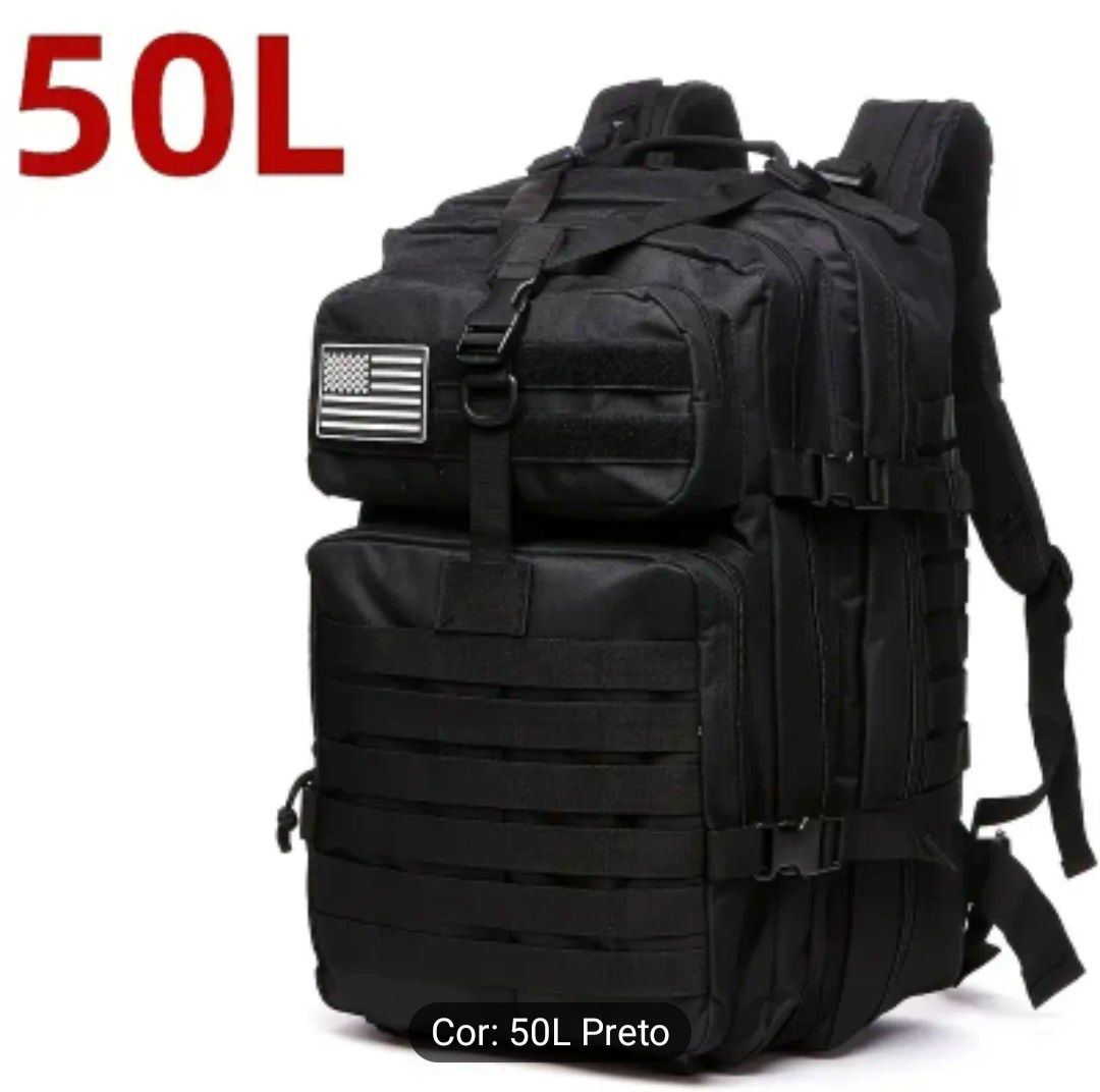 Mochila militar preta 50lt nova