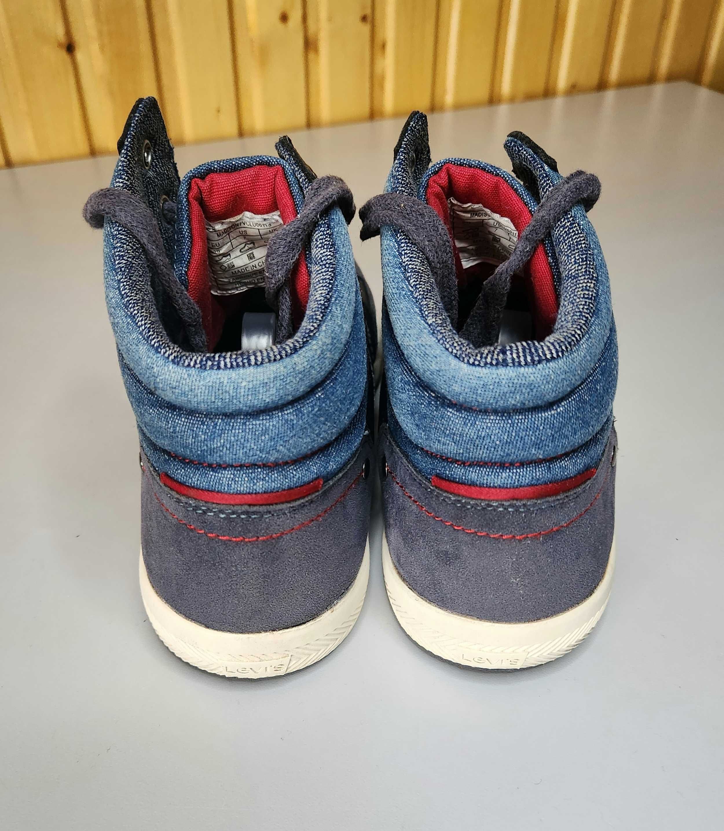 Levi's Buty Chłopięce Dziecięce Granatowe Wysokie Jesień Zima Skórzane