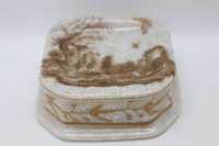 Saleiro Quadrado WL 1895 WONG LEE Vintage Porcelain Chinesa Sépia