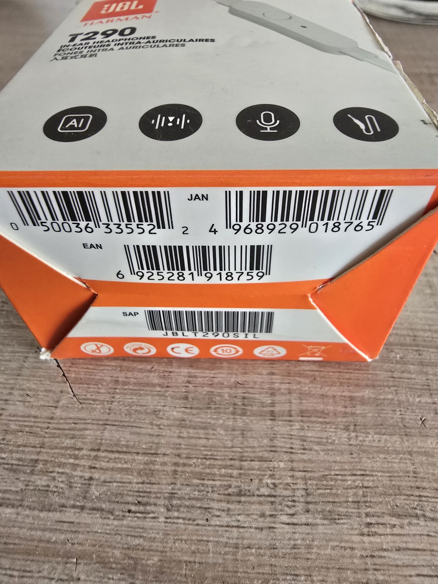 Вакуумні навушники JBL TUNE 290 (JBLT290SIL)