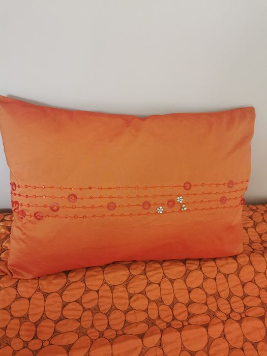 Colchas / Almofada (2,40mt X 1,40mt) Cor de Laranja / Azul