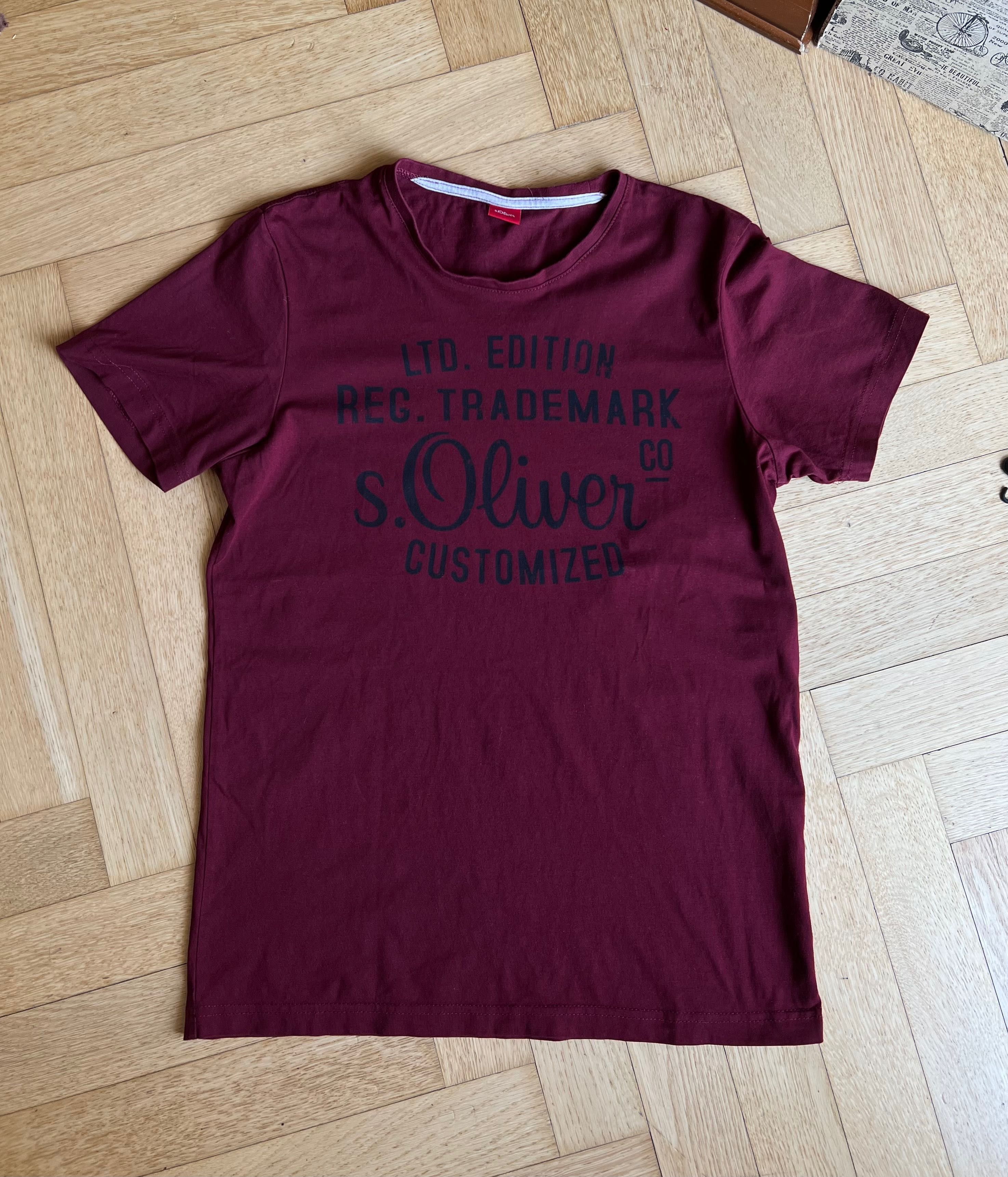 Burgundowy T-shirt z nadrukiem s.Oliver