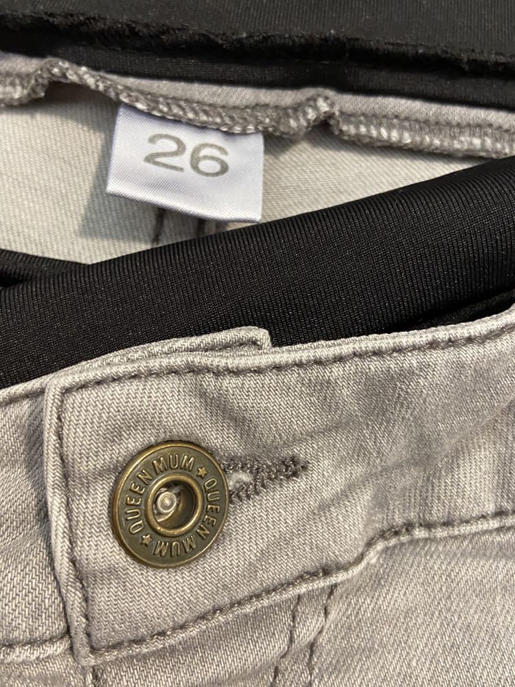 Queen mum 26 XS / S spodnie ciążowe szare jeansy dżinsy Vintage