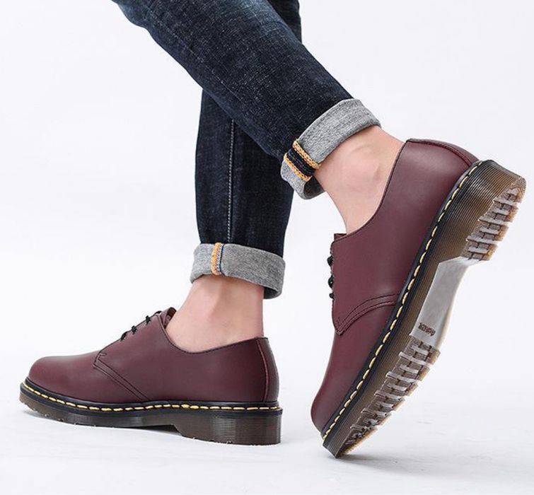 Półbuty glany klasyczne eleganckie bordowe derby jak martensy