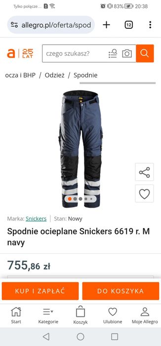 Nowe zimowe spodnie snickers workwear 6619 roz L mają wysoki stan