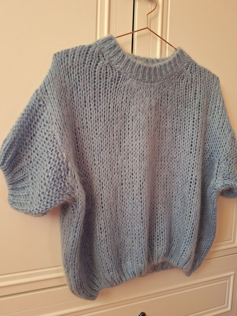 Sweter błękitny baby blue kid mohair