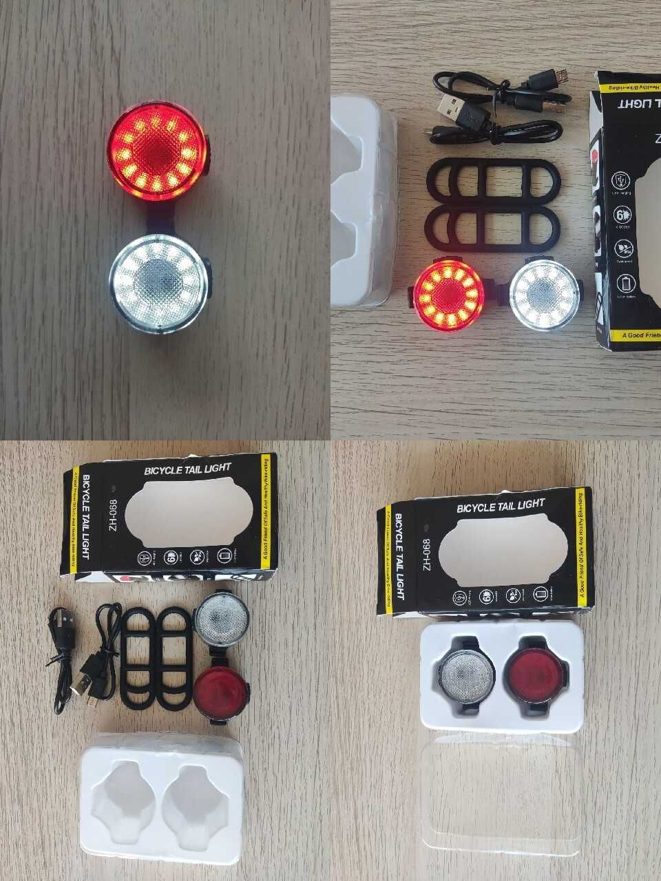 Lampki do Roweru Lampka Przód i Tył Światła 6T Aku 260mAh Ładowane USB