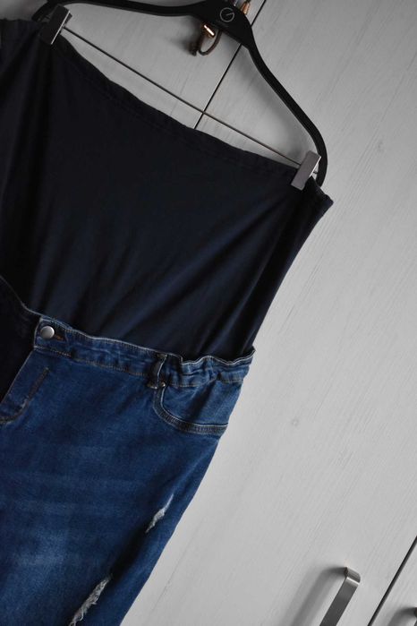 Spodnie ciążowe 52 6XL dżinsowe proste jeansowe wygodne elastyczne