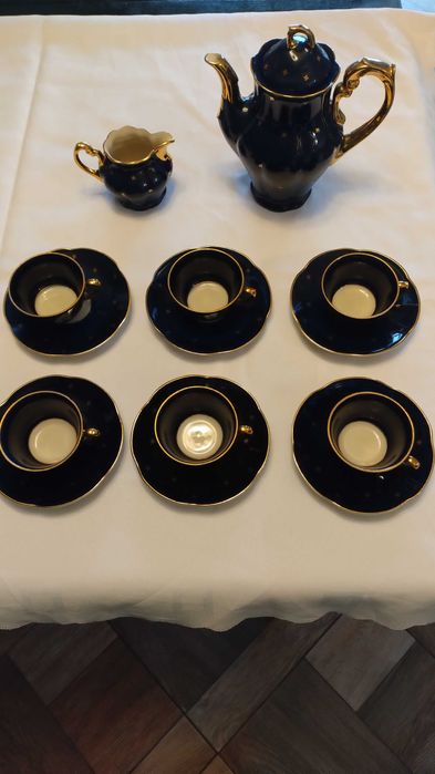 Zestaw kawowy z porcelany Chodzież kobaltowy