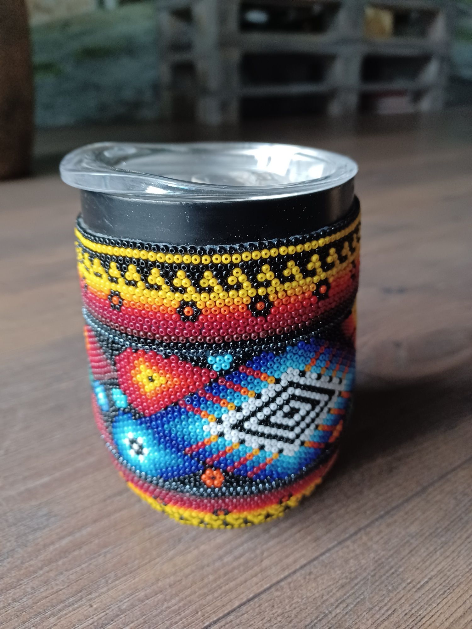 Oryginalny kubek meksykanski z koralikami handmade