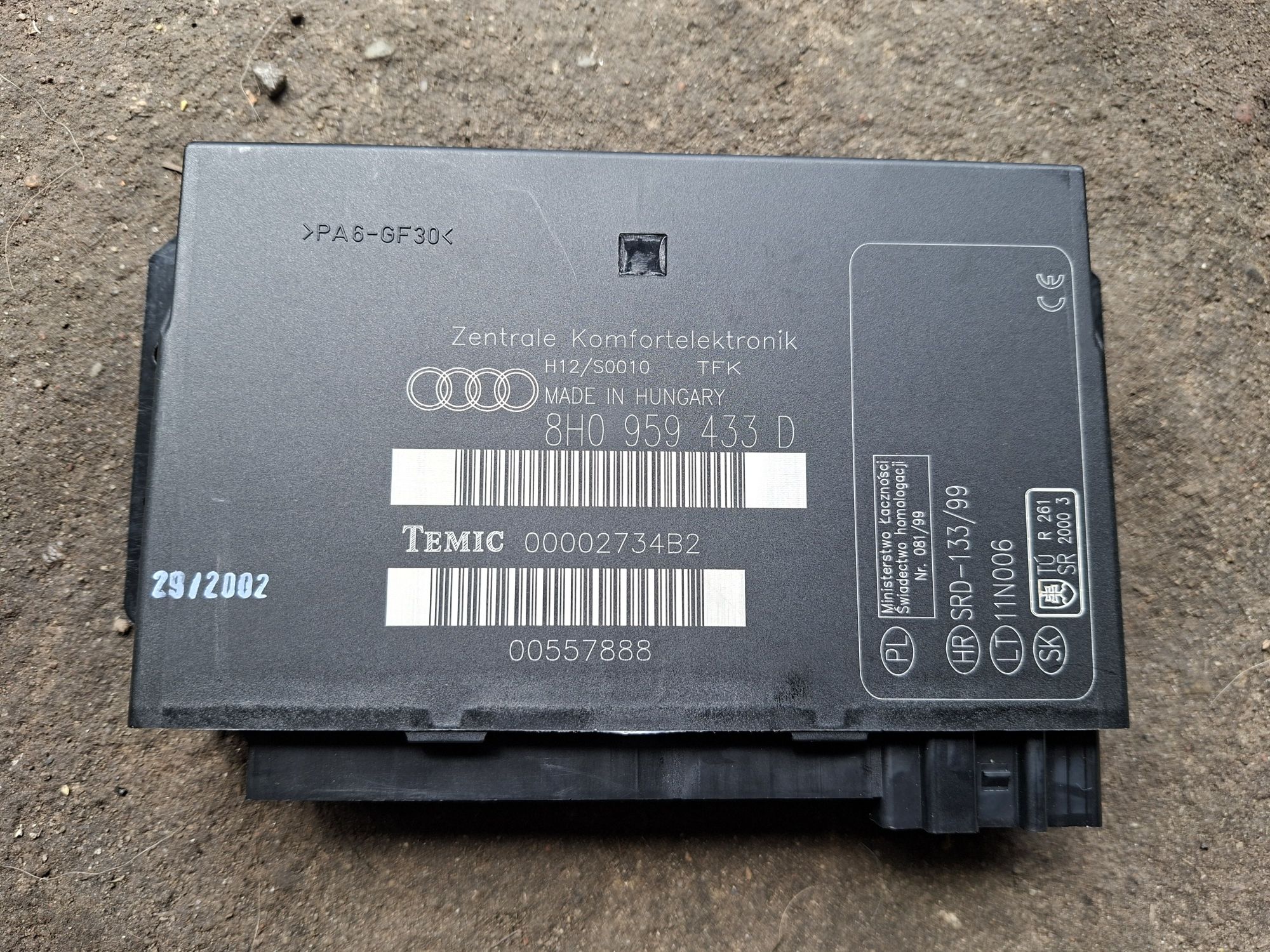 Sterownik moduł komfortu audi a4 b6 cabrio b7 8h0,959,433d